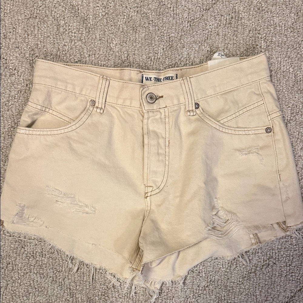 We The Free Cream Jean Shorts
